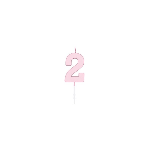Tårtljus - Pastell Rosa - 4,5 cm - Siffra 2 Tårtljus - Pastell Rosa - 4,5 cm - Siffra 2