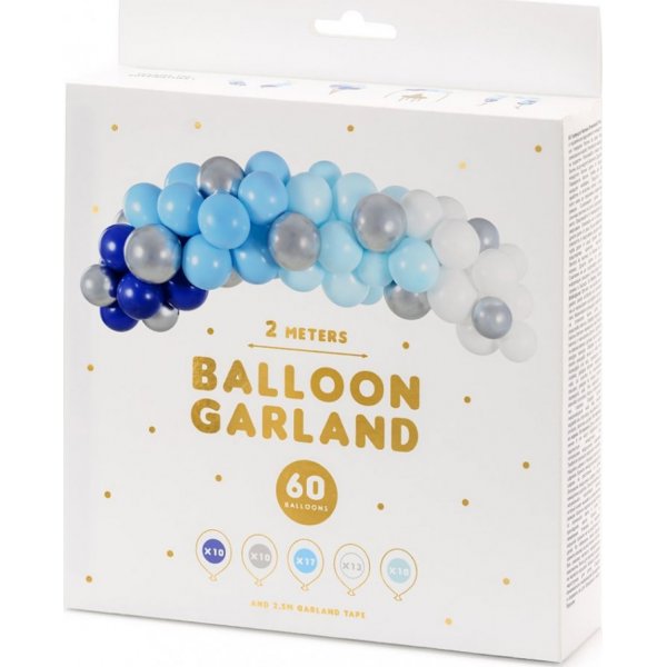 Ballongbåge - 2 m - Blå/Vit/Silver Ballongbåge - 2 m - Blå/Vit/Silver