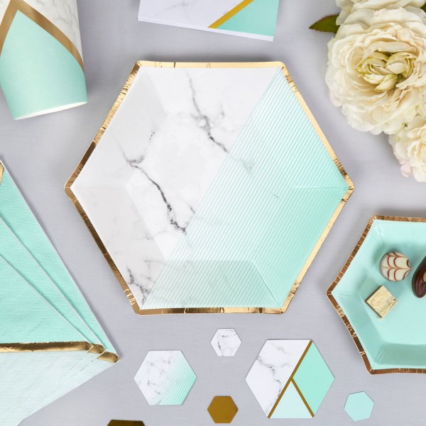 Desserttallrikar - Colour Block - Mint - 8-pack