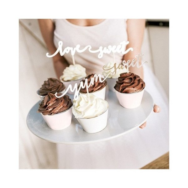 Cupcake Topper Love Silver 6-pack