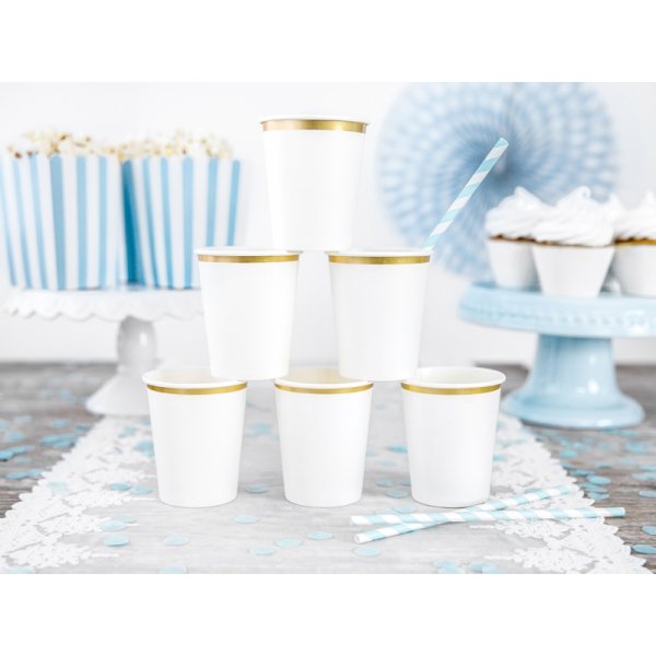 Pappmuggar - Vita med guldkant - 6-pack Pappmuggar - Vita med guldkant - 6-pack