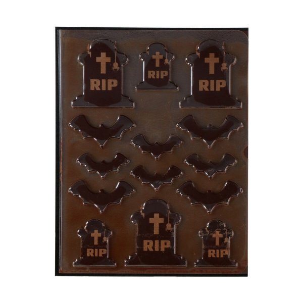 Chokladdekoration gravsten Halloween - 12-pack