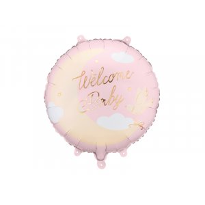Folieballong "Welcome Baby" - Ljusrosa