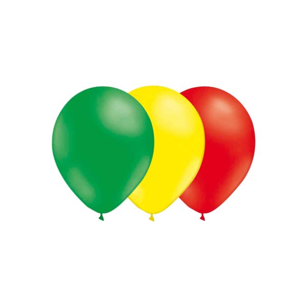 Ballonger - Mix - Gr�n/Ljusgul/R�d - 15-pack