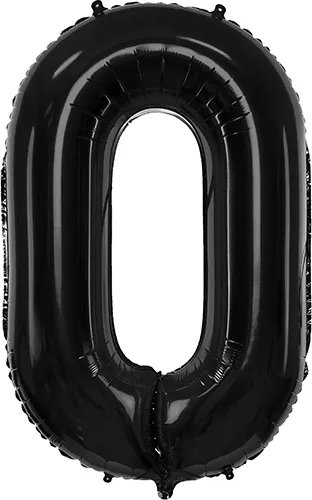 Sifferballong – Svart – 86 cm – Siffra: 0 – Sifferballonger, Ballonger
