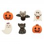 Sockerdekorationer - Pumpor, spken, katt, hxa - Halloween - 6 st