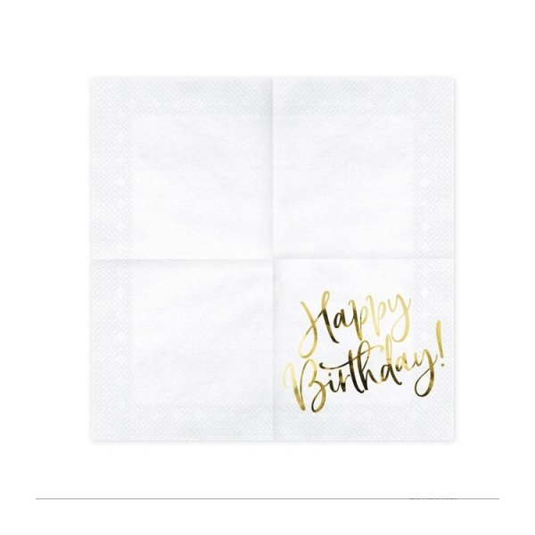 Servetter Happy Birthday Guld