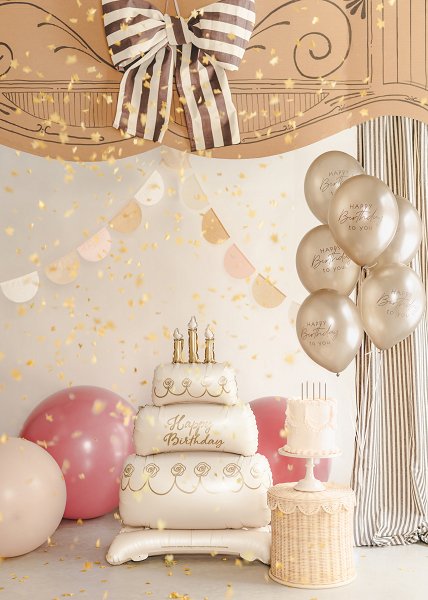 Ballonger Happy Birthday - Metallisk kallguld - 30 cm