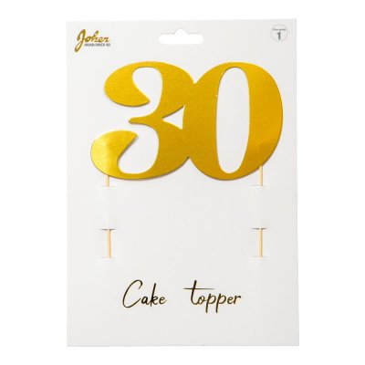 Cake topper - 30 - Guldmetallic
