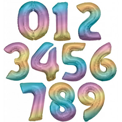 Sifferballong - 86 cm - Pastel Rainbow