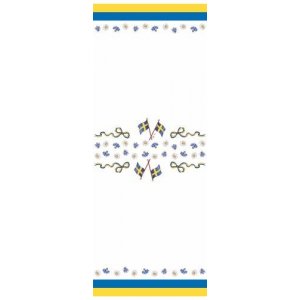 Bordsduk - Papper - Svenska flaggan & sommarblommor - 118 cm bred - 6m l�ng