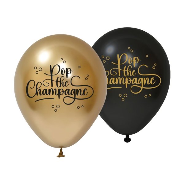 Ballonger - Pop The Champagne - Svart - 30 cm - 8-pack Ballonger - Pop The Champagne - Svart - 30 cm - 8-pack