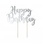 Cake Topper Happy Birthday Silver