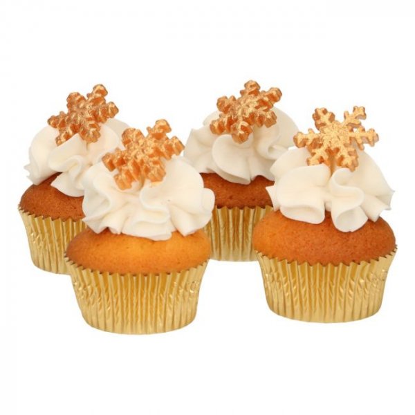 Sockerdekorationer - Sn�flingor - Guld - 6 st