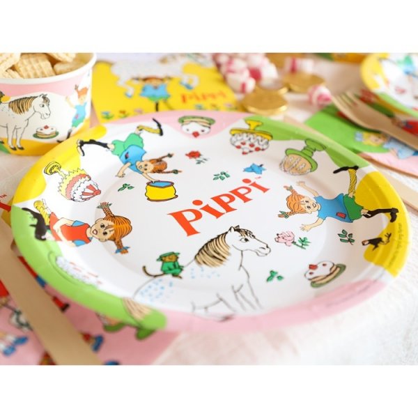 Papperstallrikar med Pippi L�ngstrump,
