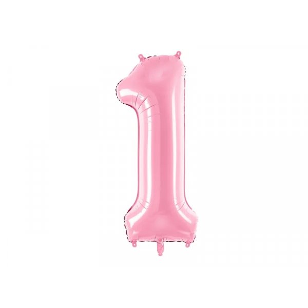 Sifferballong 0-9, pastellrosa 86cm
