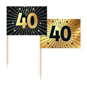Party Picks - 40 �r - Guld - 50-pack