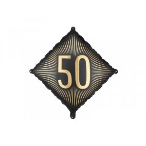 Folieballong - Kvadrat - Svart/Guld - 50
