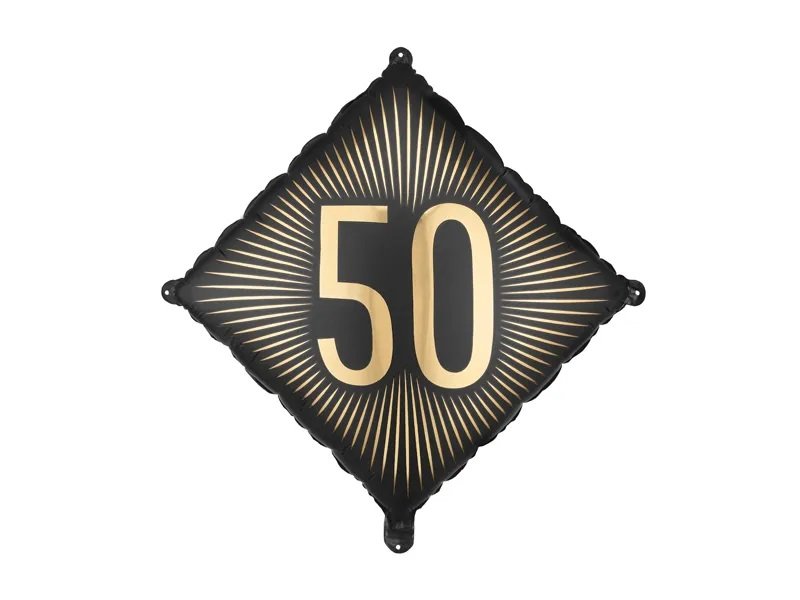Folieballong – Kvadrat – Svart/Guld – 50 – 18-årsfest