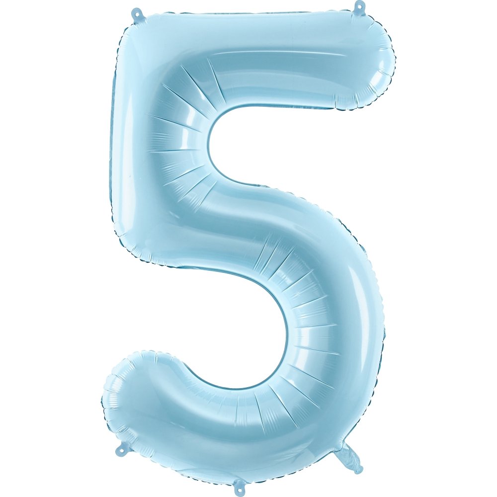 Sifferballong - Ljusblå - 86 cm - Siffra: 5 - Sifferballonger, Ballonger