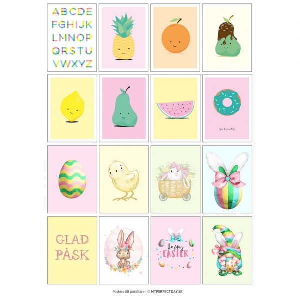 Posters - Mini - Påskharebus - 16-pack Posters - Mini - Påskharebus - 16-pack