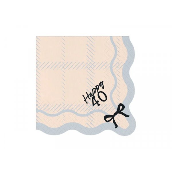 Servetter - Happy 40 - Svart/Vit - 12-pack