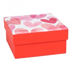 Presentask - Alla hj�rtans dag - Rosa/r�d - 10x10 cm