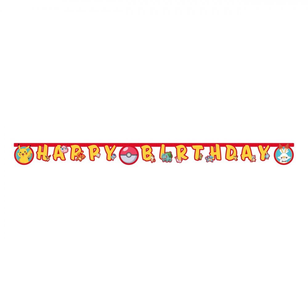 Girlang Happy Birthday – Pokémon – Vimplar till kalas, Kalasdekorationer