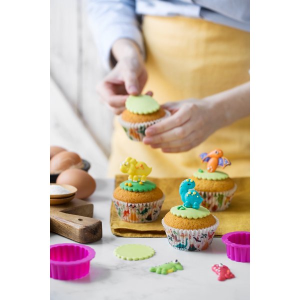 Sockerdekorationer - Färgglada Dinosaurier - Handgjorda - 6 st Sockerdekorationer - Färgglada Dinosaurier - Handgjorda - 6 st