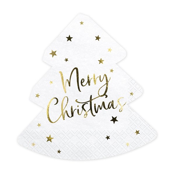 Servetter - Julgran - Vit/Guld - 20-pack Servetter - Julgran - Vit/Guld - 20-pack
