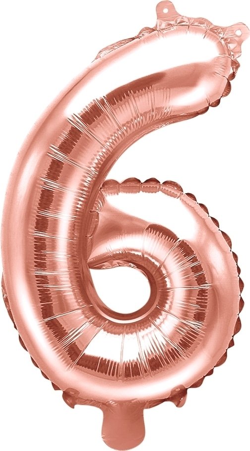 Sifferballong – Roséguld – 35 cm – Siffra: 6 – Sifferballonger, Ballonger