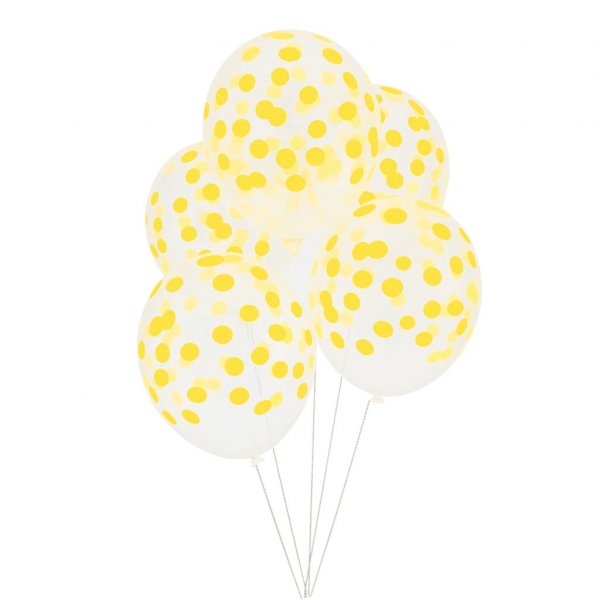Ballonger - Printed Confetti - Gul - 5-pack