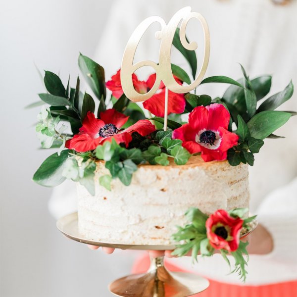 Cake topper - 60 - Guldmetallic
