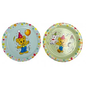 Papptallrikar - 23cm - 8st - Gr�na/Bl�- Bamse Party