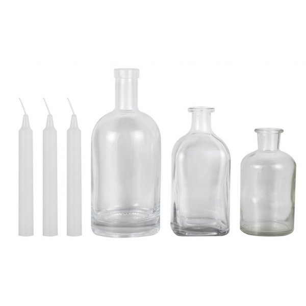 Ljush�llare - Glasflaskor - Sage Wedding - 3-pack