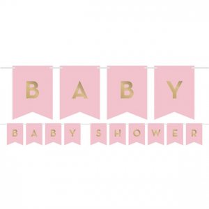 Vimpel med stickers - Baby Shower - Rosa/Guld