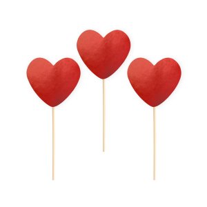 Cake picks - R�da hj�rtan - 6 st