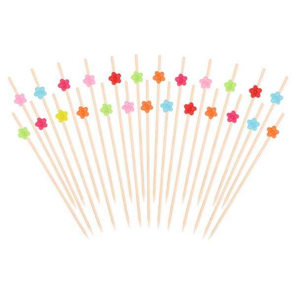 Snackspinnar/Drinkpinnar - Sm� blommor mix - 12 cm - 25 st