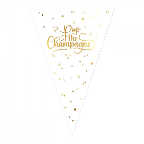 Vimpelgirlang Pop the Champagne - Vit/Guld - 6m