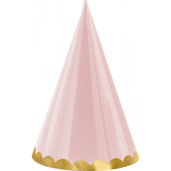 Partyhattar - Pastellmix med guldkant - 6-pack