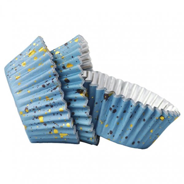 Muffinsformar - Folie - Bl/Guldstnk - 30-pack