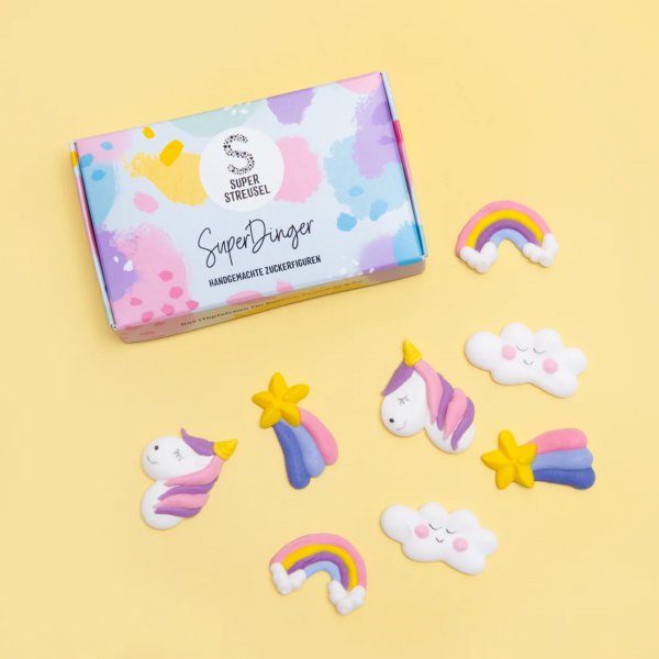 Sockerdekorationer - Handgjorda - Superstreusel - Unicorns & Rainbows - 8 st