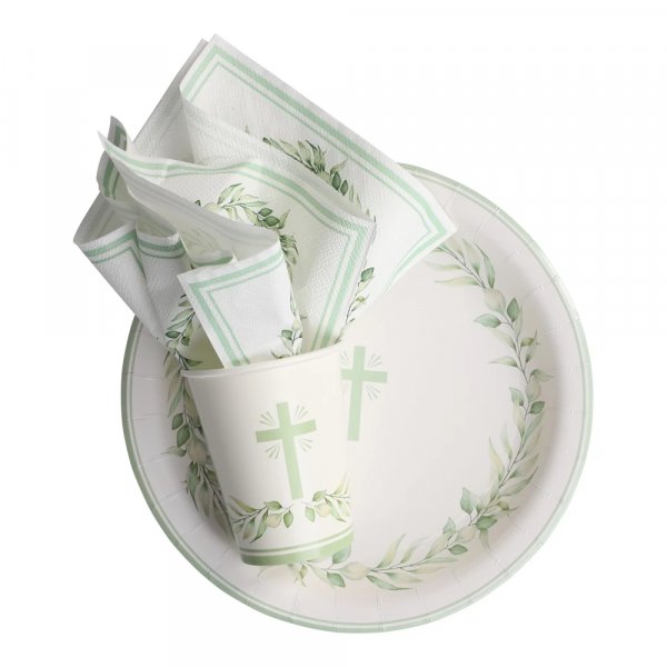 Papptallrikar - Kors - Vit - 8-pack - 23 cm