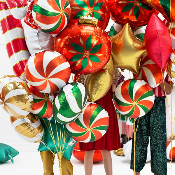 Folieballong - Candy Swirl - Röd Folieballong - Candy Swirl - Röd