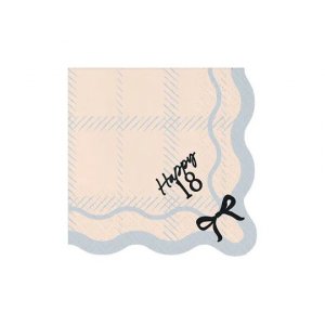 Servetter - Happy 18 - Svart/Vit - 12-pack