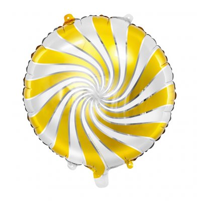 Folieballong - Swirl - Guld/Vit
