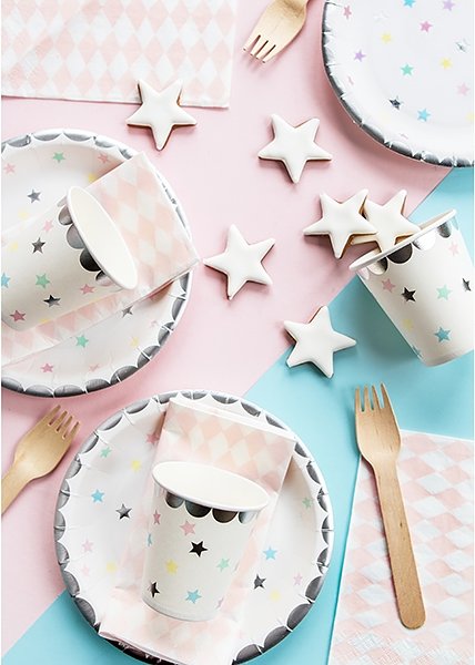 Desserttallrikar - Pastel Stars - 6-pack Desserttallrikar - Pastel Stars - 6-pack