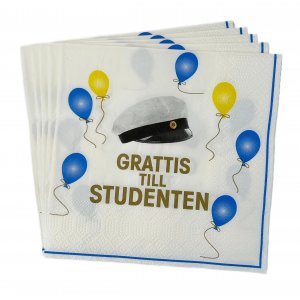 Servetter - Ballonger - Grattis till studentexamen - 16-pack