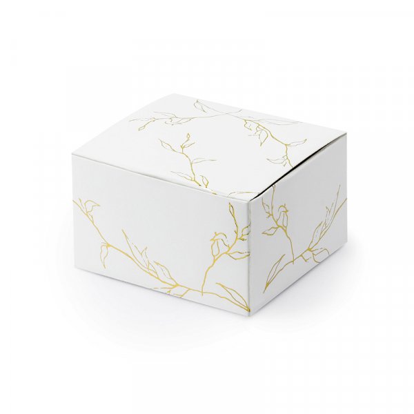 Presentaskar - Branches - Vit/Guld - 10-pack