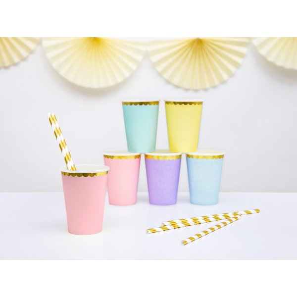 Pappmuggar - Rosa - Guldkant - 6-pack Pappmuggar - Rosa - Guldkant - 6-pack